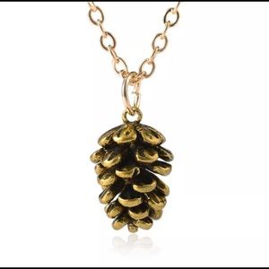 Antique Gold Pinecone Pendant Necklace